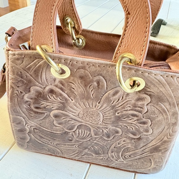 Brown Embossed Handbag - Picture 3 of 4